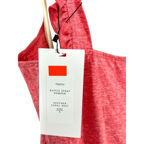 Thrive Societe Romper Heather Coral Reef Ruffle Strap Pockets Casual Size S NWT - Picture 2 of 16